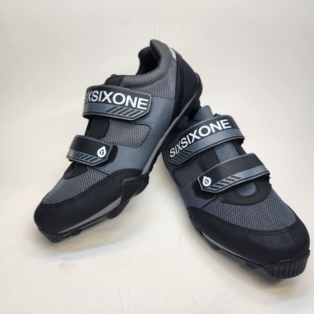 Mens Size 8 Sixsixone Expert Road Bike Cycling Shoes Clip In Grey Black